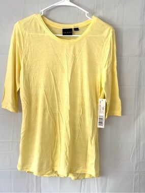 NWT Tribal Pale Yellow Cotton Short Sleeve Crewneck Top SZ S
